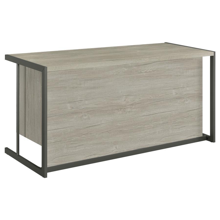 Loomis - 4-Drawer Rectangular Office Desk - Whitewashed Gray And Gunmetal