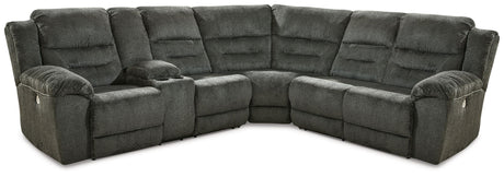Nettington - Power Reclining Sectional Dark Gray 3 Pc. Left Arm Facing Loveseat With Console Power Reclining Sectional by Signature Design by Ashley® | Bel Furniture