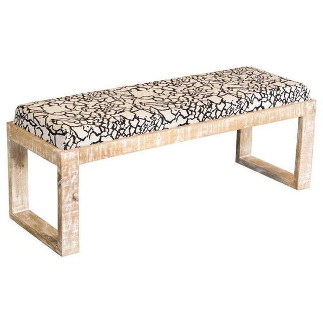 Aiden - Fabric Upholstered Accent Bench - Distressed White by CoasterEveryday | Bel Furniture