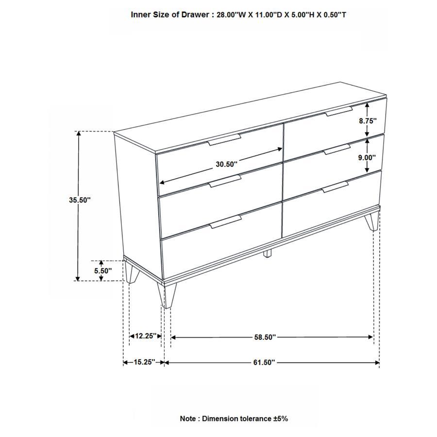 Mays - 6-Drawer Dresser With Faux Marble Top - Walnut Brown