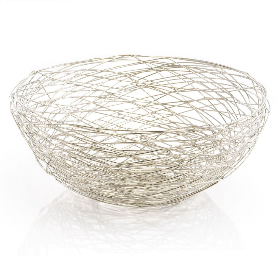 Abstract Wire Centerpiece Bowl - Silver