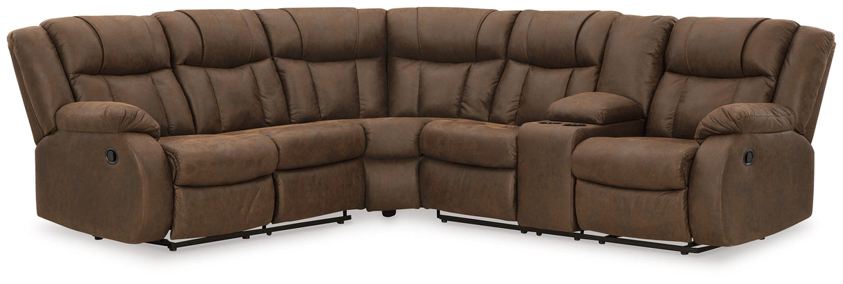 Trail Boys - Sectional Dark Brown 2-Piece Right Arm Facing Reclining Reclining Loveseat With Console Sectional by Signature Design by Ashley® | Bel Furniture