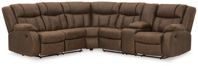 Trail Boys - Sectional Dark Brown 2-Piece Right Arm Facing Reclining Reclining Loveseat With Console Sectional by Signature Design by Ashley® | Bel Furniture