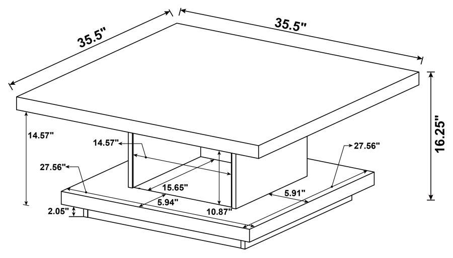 Reston - Square Engineered Wood Coffee Table - Cappuccino