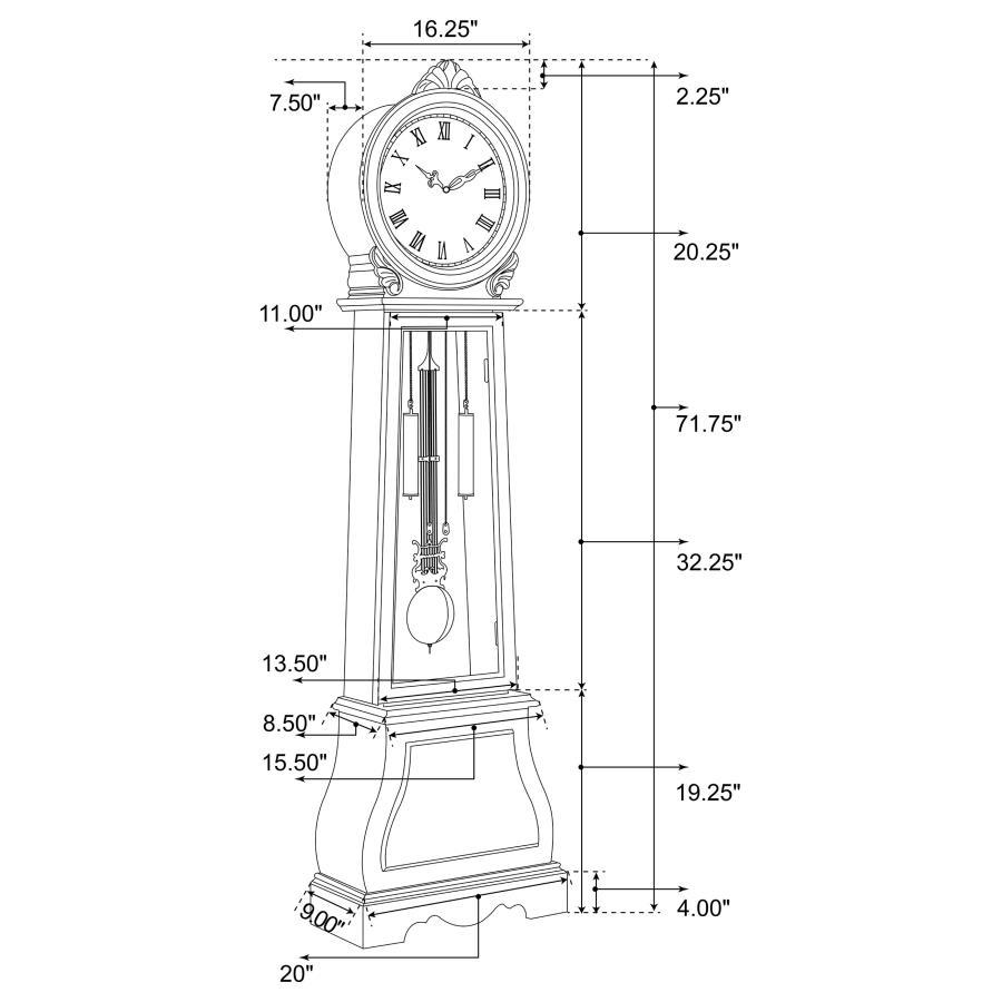 Narcissa - Grandfather Clock With Chime - Brown Red