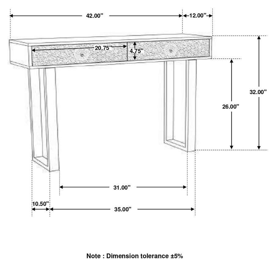 Draco - 2-Drawer Console Table Hand Carved Details - Natural