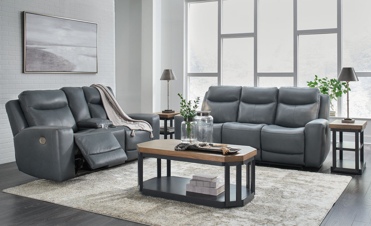 Mindanao - Steel - 2 Pc. - Power Reclining Sofa, Power Reclining Loveseat with Console by Signature Design by Ashley® | Bel Furniture