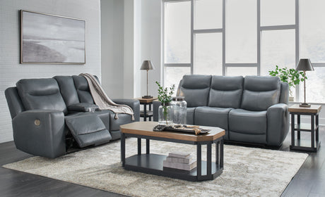 Mindanao - Steel - 2 Pc. - Power Reclining Sofa, Power Reclining Loveseat with Console by Signature Design by Ashley® | Bel Furniture