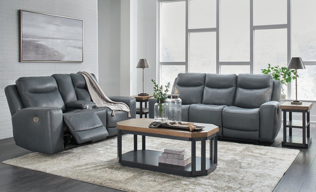 Mindanao - Steel - 2 Pc. - Power Reclining Sofa, Power Reclining Loveseat with Console by Signature Design by Ashley® | Bel Furniture