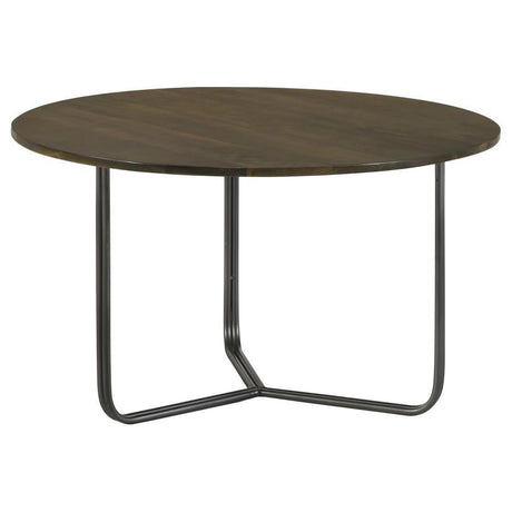 Yaritza - Round Mango Wood Coffee Table - Natural And Gunmetal by CoasterEssence | Bel Furniture