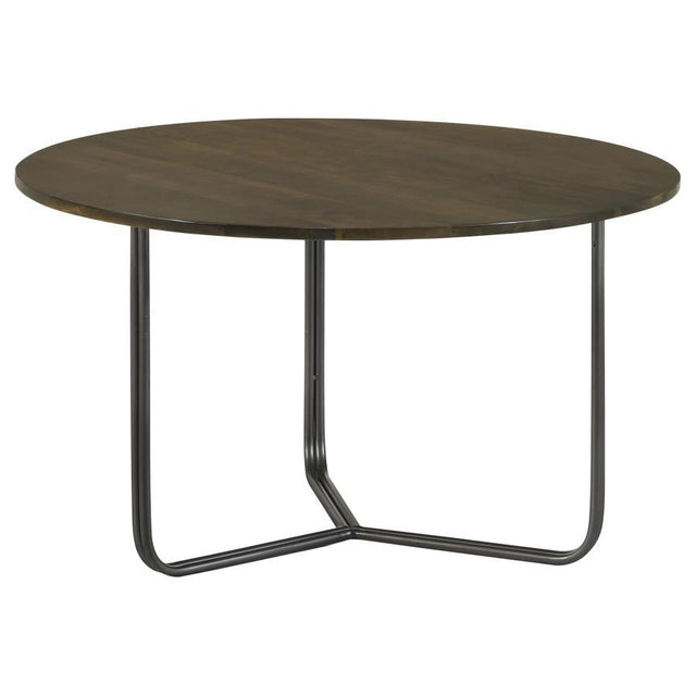 Yaritza - Round Mango Wood Coffee Table - Natural And Gunmetal by CoasterEssence | Bel Furniture