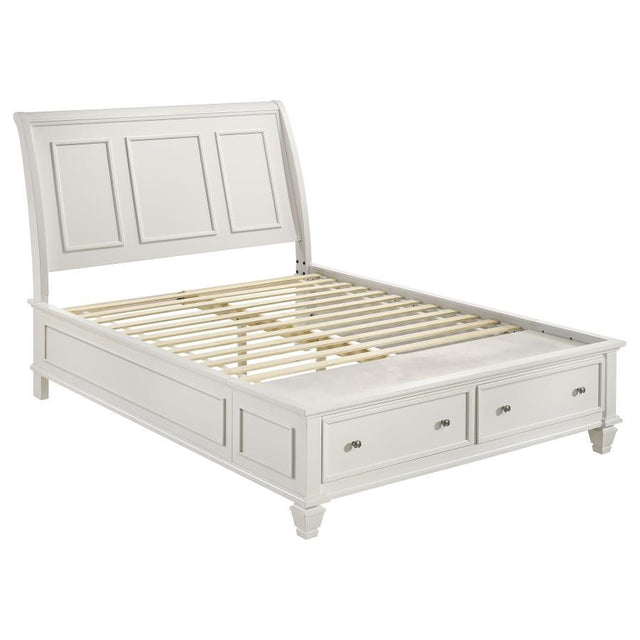 Sandy Beach - Storage Sleigh Bed White King by CoasterEssence | Bel Furniture