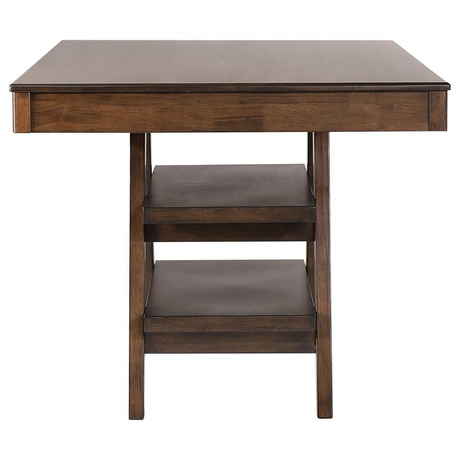 Dewey - 2-Drawer Counter Height Table With Open Shelves - Walnut