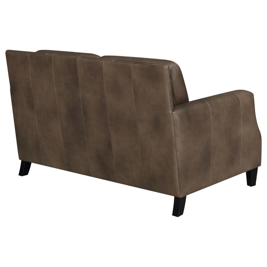 Leaton - Upholstered Recessed Arms Loveseat - Brown Sugar