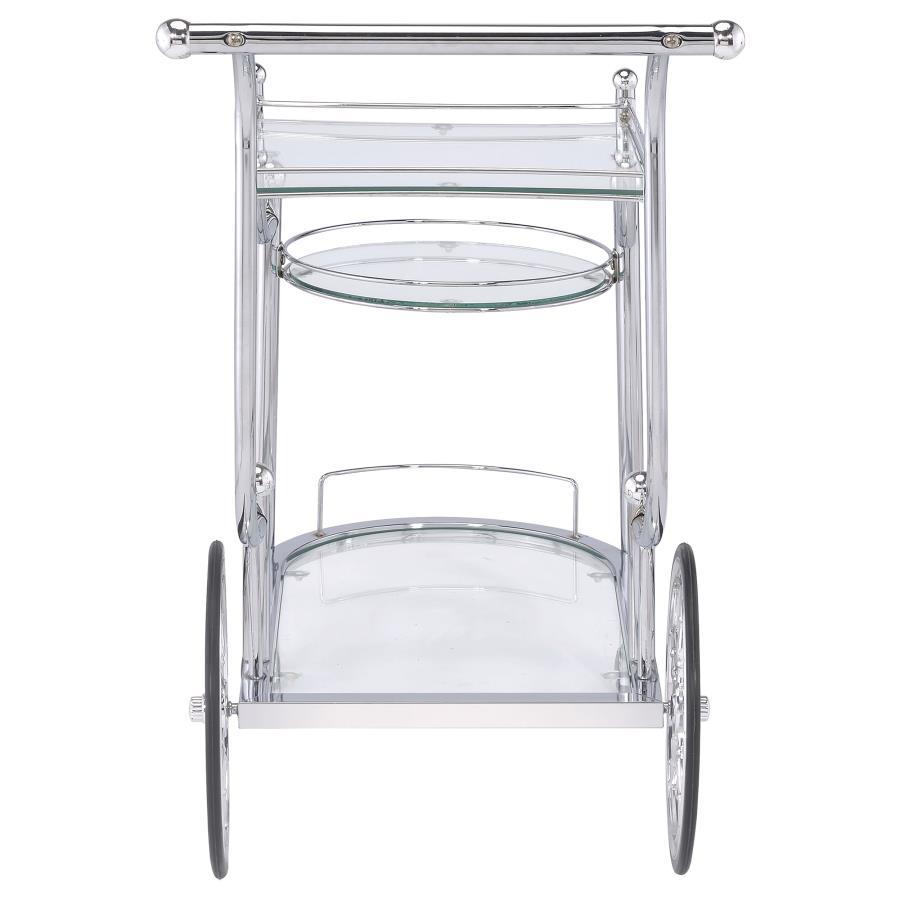 Sarandon - 3-Tier Glass Shelf Metal Bar Cart - Chrome