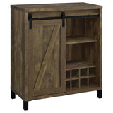 Arlington - Sliding Door Home Bar Wine Cabinet - Rustic Oak by CoasterEveryday | Bel Furniture