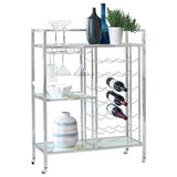 Derion - 3-Tier Rectangular Glass Shelf Metal Bar Cart - Chrome by CoasterEssence | Bel Furniture