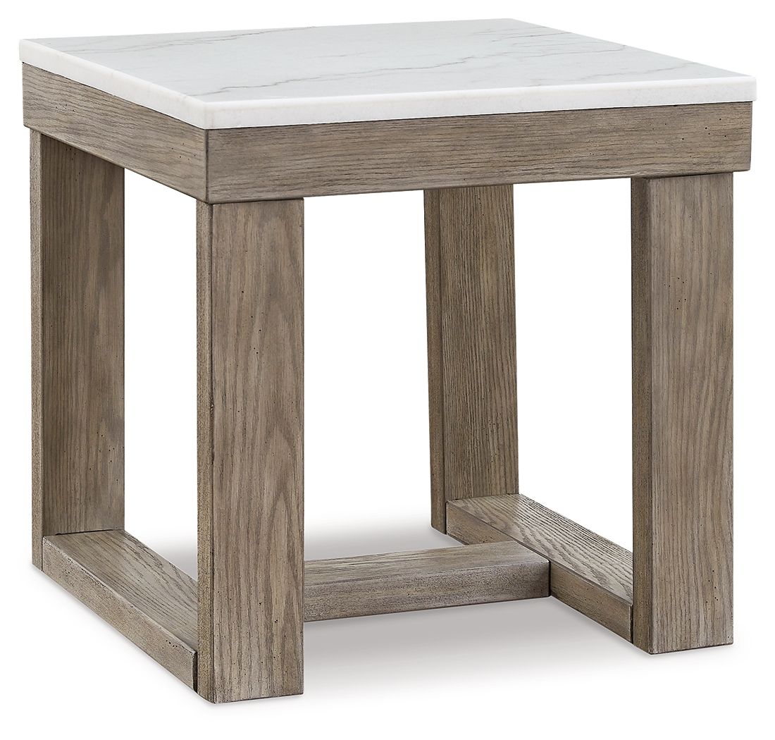 Loyaska - Brown / Ivory - Square End Table by Signature Design by Ashley® | Bel Furniture