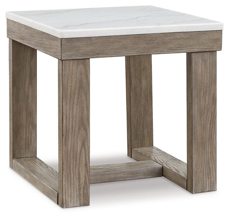 Loyaska - Brown / Ivory - Square End Table by Signature Design by Ashley® | Bel Furniture