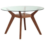 Paxton - Round Glass Top Wood Dining Table - Nutmeg by Coaster Fine Furniture | Bel Furniture
