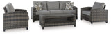 Oasis Court - Gray - Sofa, Chairs, Table Set (Set of 4) by Signature Design by Ashley® | Bel Furniture