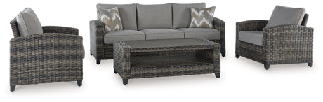 Oasis Court - Gray - Sofa, Chairs, Table Set (Set of 4) by Signature Design by Ashley® | Bel Furniture