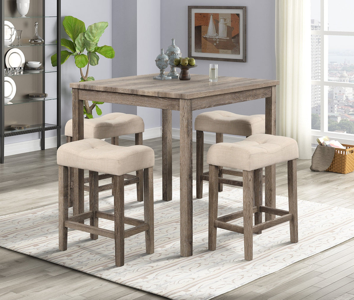 5 Piece Counter Height Dining Set by Mollai Collections | Bel Furniture