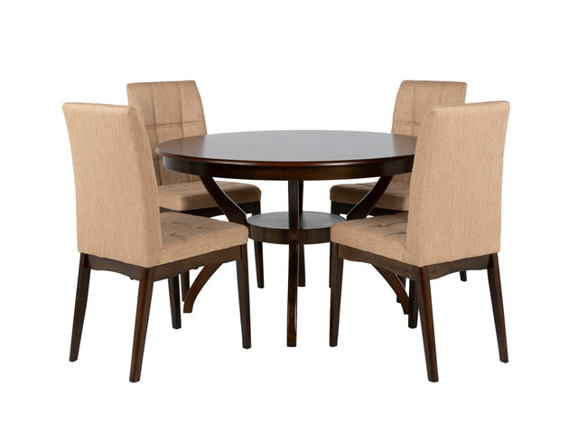 5 Piece Round Dining Room Set by Mollai Collections | Bel Furniture