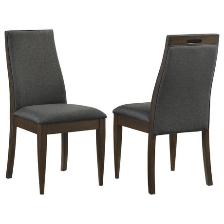 Wes - Upholstered Dining Side Chair (Set of 2) - Dark Walnut by CoasterEssence | Bel Furniture