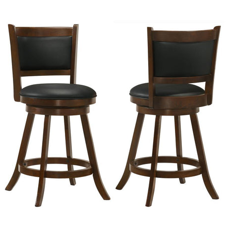 Broxton - Upholstered Swivel Stools (Set of 2) Black 17.5"W x 19.25"D x 37.5"H by CoasterEssence | Bel Furniture