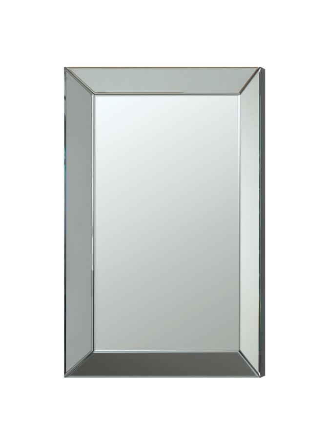 Pinciotti - Beveled Frame Wall Mirror - Silver by CoasterEveryday | Bel Furniture