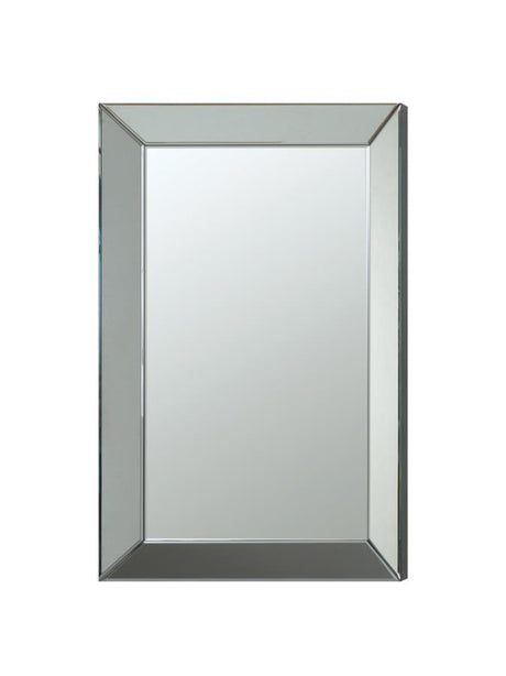 Pinciotti - Beveled Frame Wall Mirror - Silver by CoasterEveryday | Bel Furniture