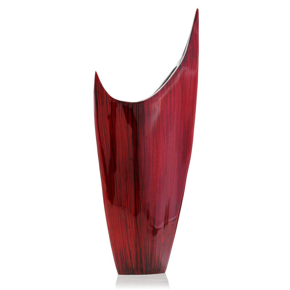 Pointed Vase - Red Glaze And Silver