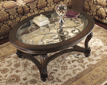 Norcastle - Dark Brown - Oval Cocktail Table