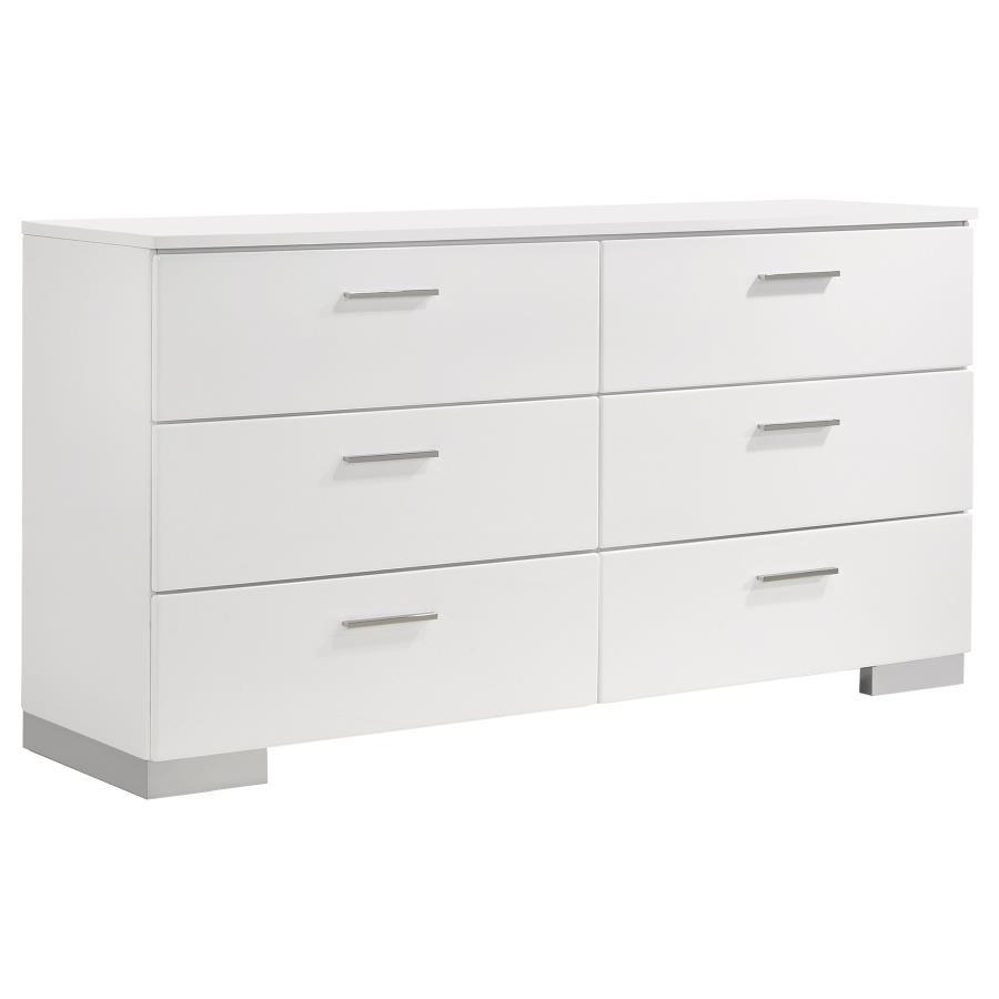 Felicity - 6-Drawer Dresser - Glossy White