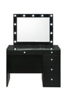 Morgan - Vanity Desk With Glass Top And Led Mirror Black by Crown Mark | Bel Furniture