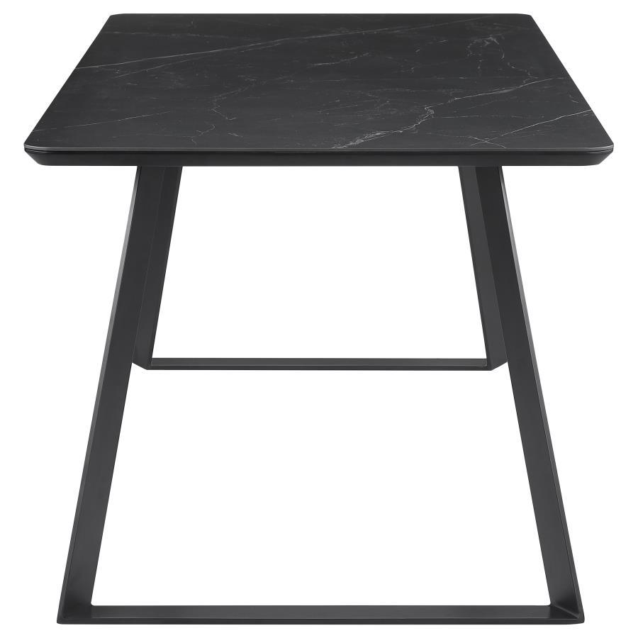 Smith - Rectangle Ceramic Top Dining Table - Black And Gunmetal
