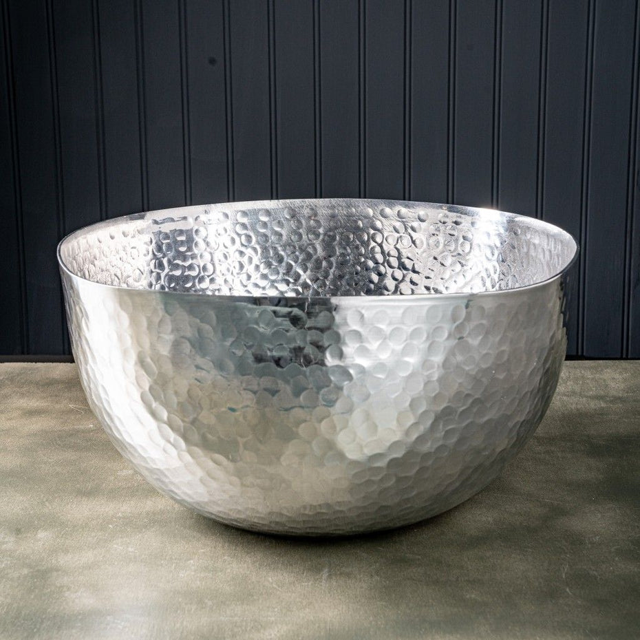 Handcrafted Hammered Square Centerpiece Bowl - Stainless Steel