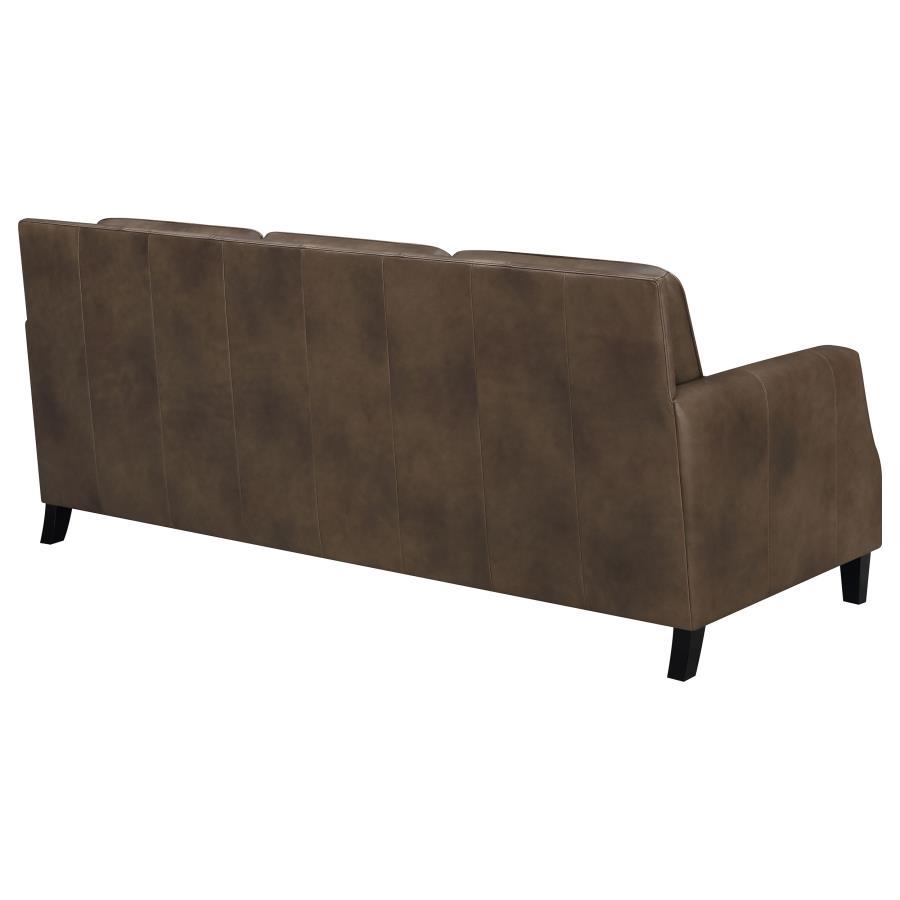 Leaton - Upholstered Recessed Arm Sofa - Brown Sugar