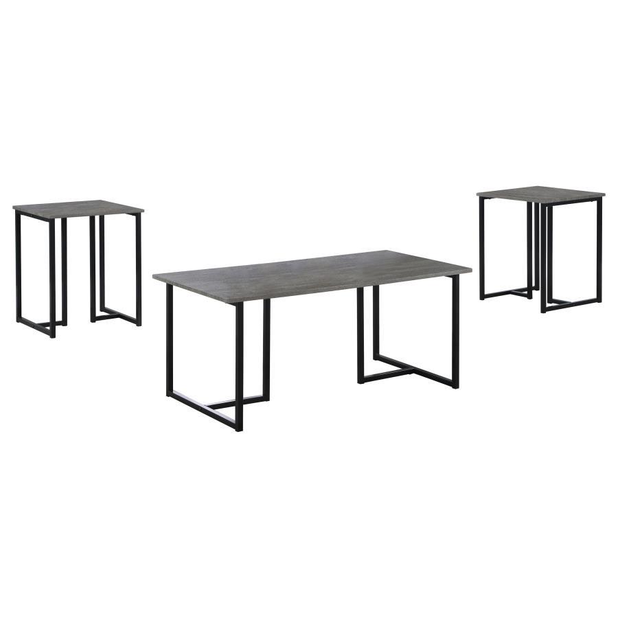 Nyla - 3 Piece Engineered Wood Coffee Table Set Weathered - Gray by CoasterEveryday | Bel Furniture