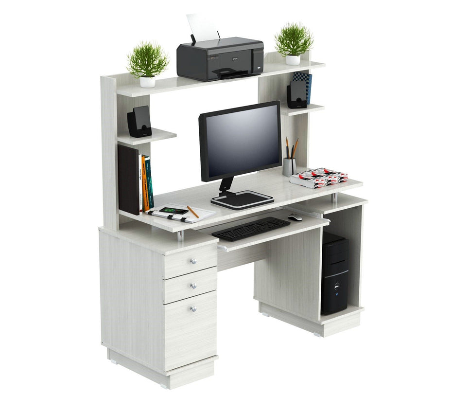 Computer Desk With Hutch - White Finish
