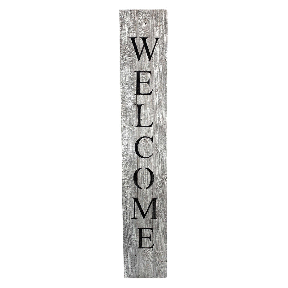 Rustic Front Porch Welcome Sign - White Wash