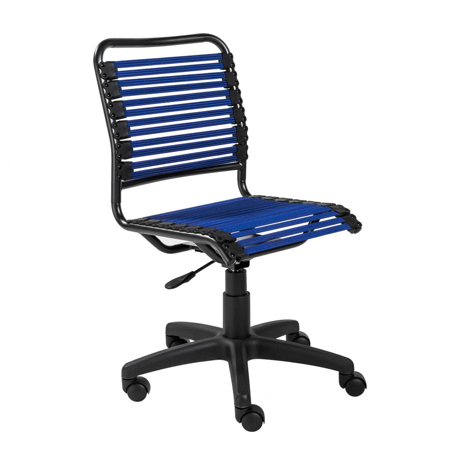 Flat Bungie Cord Low Back Rolling Office Chair - Blue