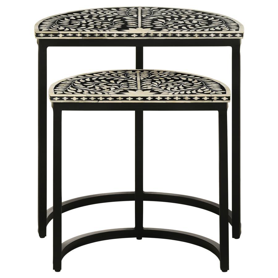 Zakiya - 2 Piece Demilune Nesting Table - Black And White