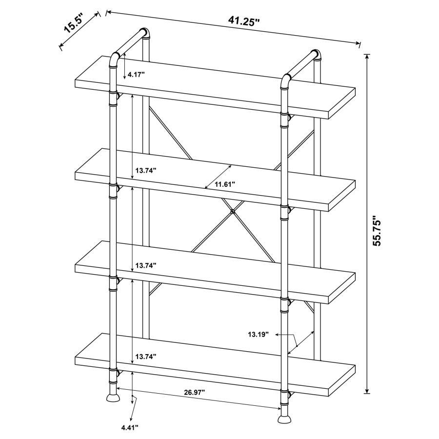 Delray - 4-Shelf Bookshelf - Gray Driftwood And Black