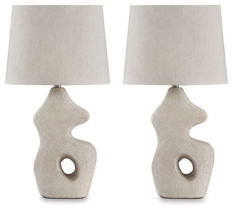 Chadrich - Antique Beige - Paper Table Lamp (Set of 2) by Signature Design by Ashley® | Bel Furniture