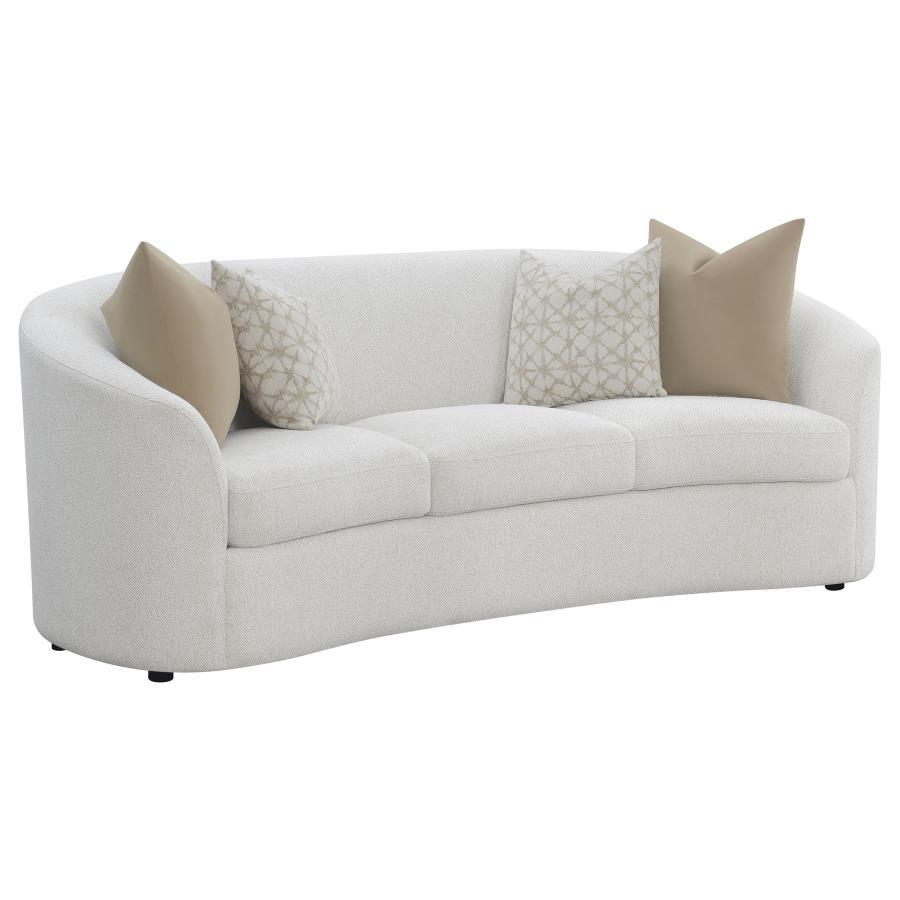 Rainn - Boucle Upholstered Sloped Arm Sofa - Latte by CoasterEssence | Bel Furniture