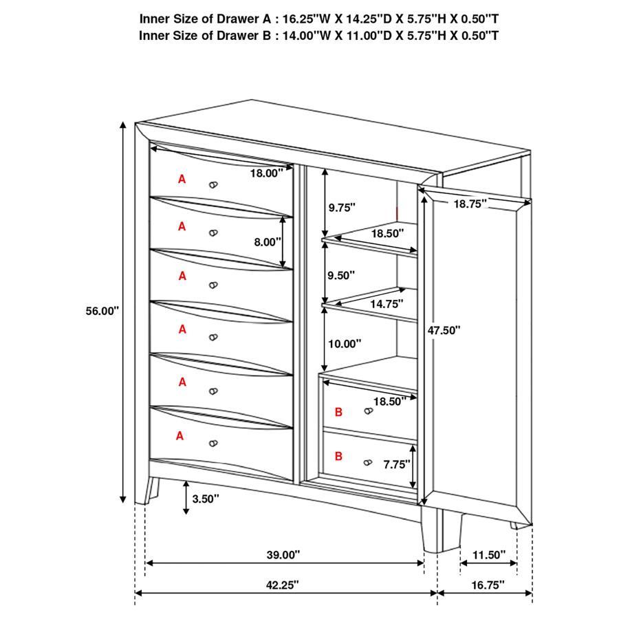 Phoenix - 6-Drawer Door Chest - Deep Cappuccino