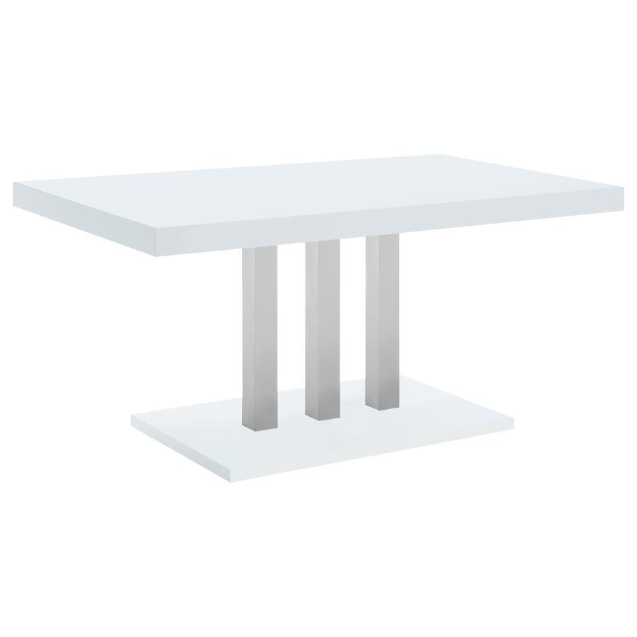 Brooklyn - Rectangular Dining Table - White High Gloss And Chrome