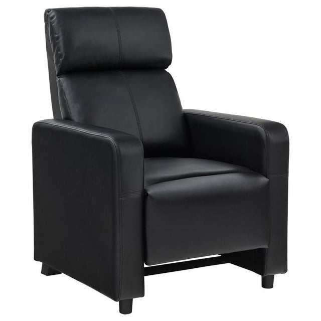 Toohey - Upholstered Home Theater Push Back Recliner - Black by CoasterEveryday | Bel Furniture